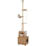 Arbre a chat du sol au plafond ajustable en 67 x 45 x 256 - 275 cm cache liti�re int�gr� design moderne ...