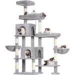 Arbre a chat xxl pour grands chats, 180 cm de haut, stable, elargi a droite, avec 3 plateformes confortables, ...