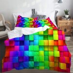 Arc - en - ciel g��om��trique g��om��trique comme un bloc futuristeparure de lit pou housse de couette ...