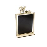Ardoise ecriteau bois mot menu 23x14x4. 5cm naturel
