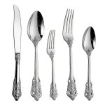 Argent acier inoxydable ustensiles ensemble de couverts 5 pices ensemble couverts argenterie couteau ...