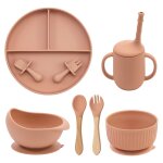 Argile en sourdine - ustensiles de cuisine en silicone pour bb, assiette d'alimentation, ensemble de ...