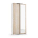 Armoire blanche et chene avec porte miroir et porte - manteau Armoire blanche et chene avec porte miroir et porte - manteau