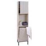 Armoire haute hwc - o42, armoire de salle de bain, �tag�re de salle de bain, compartiments de rangement, ...