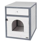 Armoire a litière pour chat ida 45x58x60 cm blanc et bleu kerbl Armoire a litière pour chat ida 45x58x60 cm blanc et bleu kerbl