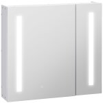 Armoire de toilette miroir lumineux led 2 portes 3 niv. blanc