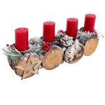 Arrangement de l'avent hwc - m14 avec bougeoir, couronne de l'avent arrangement de no�l en bois 12x41x12cm ...