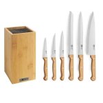 Artisan bois - bloc en bambou avec 6 couteaux de cuisine