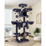 Asfasfq - arbre a chat grand xxl hauteur 204 cm avec 3 perchoirs rembourrs, 2 niches, 2 paniers, hamac ...