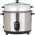 Asfasfq - grand cuiseur  riz avec panier vapeur et fonction maintien au chaud, 2, 8 l, 1000 w, acier ...