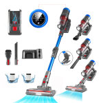 Aspirateur balai sans fil, 3 vitesses, 45kpa / 400w, 60 min, tube pliable, batterie amovible, brosse ...
