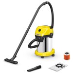 Aspirateur eau et poussi�re karcher wd 3 s v - 19 / 4 / 20 - puissance 1000w - capacit� 19l - cuve inox ...