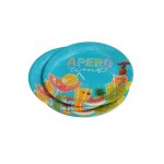 Assiettes en carton - apero times - 18 cm - ensemble de 10 - bleu - ecologique