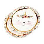 Assiettes en carton - chat licorne - 23 cm - set de 6 - couleurs vari�es - id�al pour d�coration de table ...