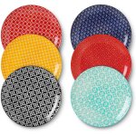 Assiettes color�es en porcelaine ¿ lot de 6