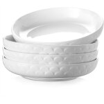 Assiettes creuses, 4 x 1600ml assiettes plate a ptes en porcelaine, bols de service grande a dner pour ...