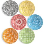 Assiette creuse porcelaine service - lot de 6 colores - assiette ceramique a pates salade soupe risotto ...