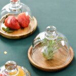 Assiette a dessert en bois, plateau de rangement de gteaux aux fruits noix avec couvercle, soucoupe ...