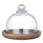 Assiette a dessert en bois avec verre plateau multifonctionnel, service a gteau breton, mini nourriture, ...