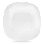 Assiette a dessert carr�e blanche en el�gant verre opale
