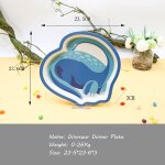 Assiette de dinosaur1 - ensemble de vaisselle dinosaure en fibre de bambou pour enfants, assiette a dner, ...
