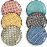 Assiettes plates en porcelaine color�e 20, 3 cm ¿ lot de 6