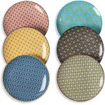 Assiettes plates en porcelaine color�e 25 cm ¿ lot de 6