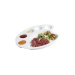Assiette en porcelaine style palette de peintre - l 29, 5 x l 25, 8 x h 4 cm - blanc Assiette en porcelaine style palette de peintre - l 29, 5 x l 25, 8 x h 4 cm - blanc