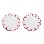 Assiette rtro crative a fleurs, bordure rouge, disque en cramique, pour gteau, dessert, ornement ...