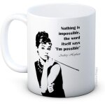 Audrey hepburn quote nothing is impossible - inspirational ceramic coffee mug