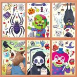 Autocollants halloween fen�tre pvc electrostatique 78 pi�ces 6 feuilles 20x30cm d�coration r�utilisable ...