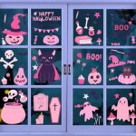 Autocollants halloween fen�tre r�utilisables pvc 72 motifs citrouille squelette chauve - souris araign�e ...