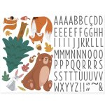 Autocollant mural pour enfants avec pr�nom animaux de for�t