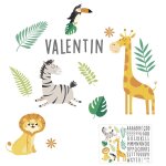 Autocollant mural pour enfants avec pr�nom savane