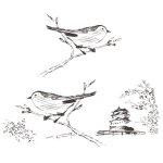 Autocollant mural oiseaux estampe