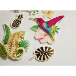 Autocollants en relief � paillettes - animaux et plantes tropicales - sceny - pour enfants d�s 5 ans