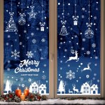 Autocollant sticker noel - 9 plaques d�co pour fen�tre vitre miroir frigo d�coration int�rieur no�l �lectrosta ...