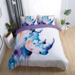 Automne hiver chaud bleu gris noir housse de couette avec fermeture ��clair, animal d loup chat rhinoc��ros ...