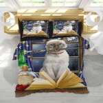 Automne hiver chaud bleu gris noir housse de couette avec fermeture ��clair, animal d loup chat rhinoc��ros ...