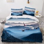 Avion housse de couette x imprim�� d brouillard montagne parure de lit personnes ado fille enfants microfibre ...