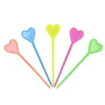 B�tonnets en plastique jetables color�s en forme de fl�che, amour, coeur, fourchette a fruits, ensemble ...
