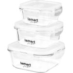 Bac alimentaire - lamart - lt6012 - ensemble de 3 bocaux en verre - transparent - rond