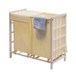 Bac � linge hwc - b60, bo�te � linge panier � linge, bois massif 60x60x33cm 68l blanc miteux, couvercle ...