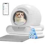 Bac a liti�re autonettoyante pour chat 65l 9l - liti�re automatique contr�le par app - tapis de liti�re ...