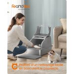 Bac a litire pour chat, en acier inoxydable, avec couvercle basculant, grande taille, design etanche, ...