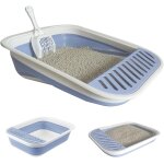 Bac a litire pour chat, grande maison de toilette pliable avec pelle a litire, portable, entre basse, ...