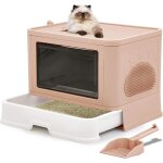 Bac a litire avec couvercle, grand bac a litire ferm pour chat avec capot, sans odeur, pelle a litire ...