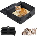 Bac a litiere pliable pour chat, caisse chat liti�res et portable avec couvercle litiere pliable de voyage ...