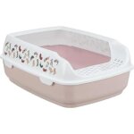Bac a litire - trixie - delio - rose et blanche - 49. 5 x 38 x 20 cm - pour chat moyen