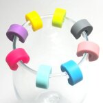 Bague d'identification de verre a vin en silicone, rond, marque d'identification de verre de fte, large ...